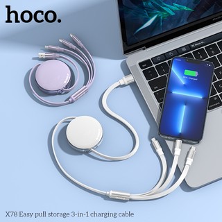 Cáp sạc nhanh 3 đầu rút gọn Hoco X78 chính hãng, dây sạc nhanh 3in1 dùng cho 6/7/8/X/11/12/13, ANDROID, type c, ipho/ne