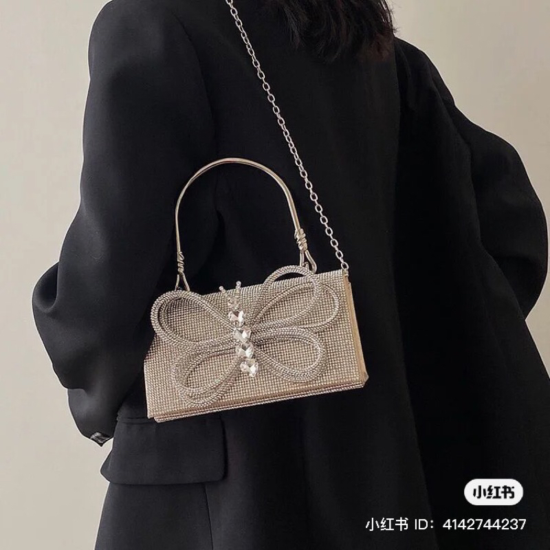 Túi đá nơ đi tiệc siêu hot sang chảnh quai xách túi cầm tay đá 19cm