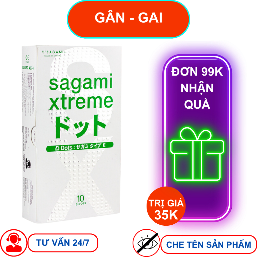 Bao cao su Sagami Xtreme White có GÂN - GAI hộp 3 và 10 chiếc