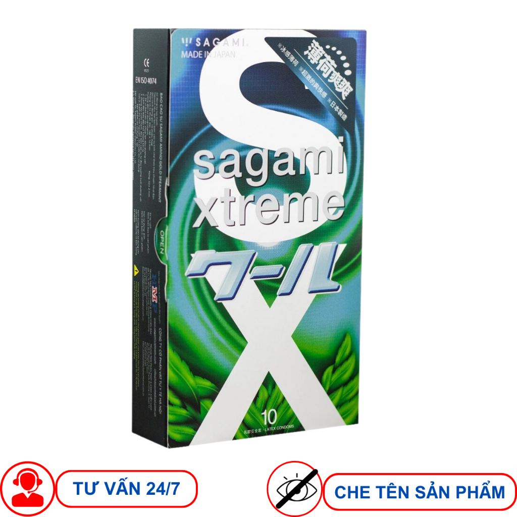 Bao cao su Sagami Spearmint Kéo dài thời gian Hương bạc hà Hộp 10 chiếc