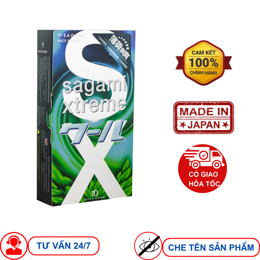 Bao cao su Sagami Spearmint Kéo dài thời gian Hương bạc hà Hộp 10 chiếc