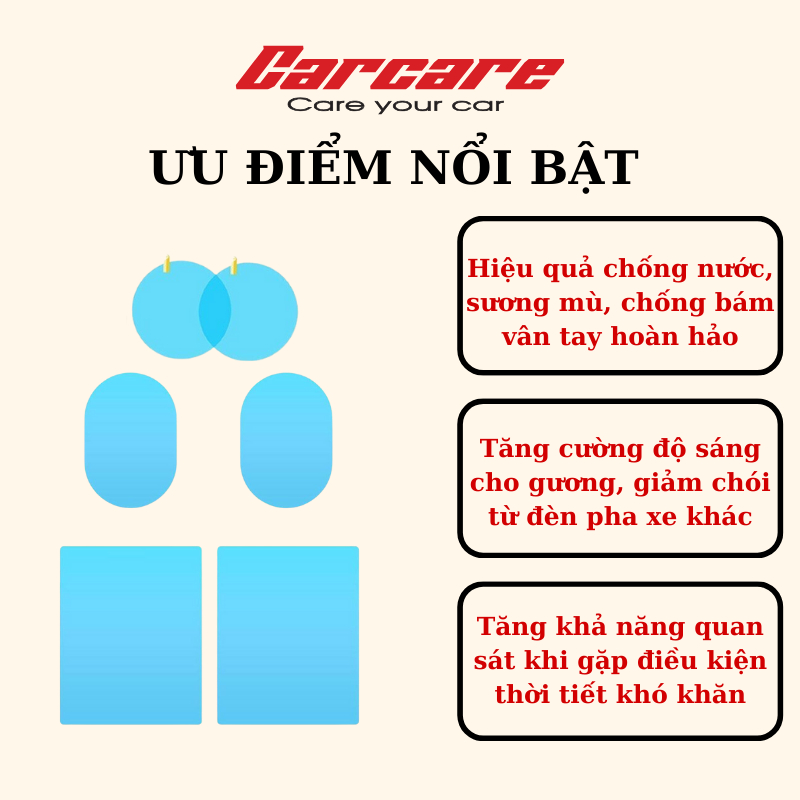 Miếng dán chống nước gương chiếu hậu ô tô - miếng dán gương và kính bên ô tô