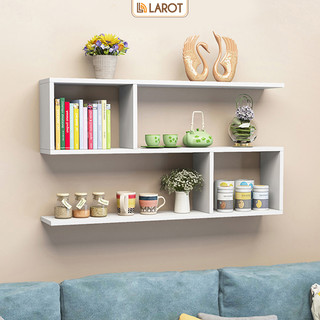 Kệ sách treo tường gỗ MDF phủ melamine chống nước để cạnh bàn làm việc thương hiệu Larot  - LP13