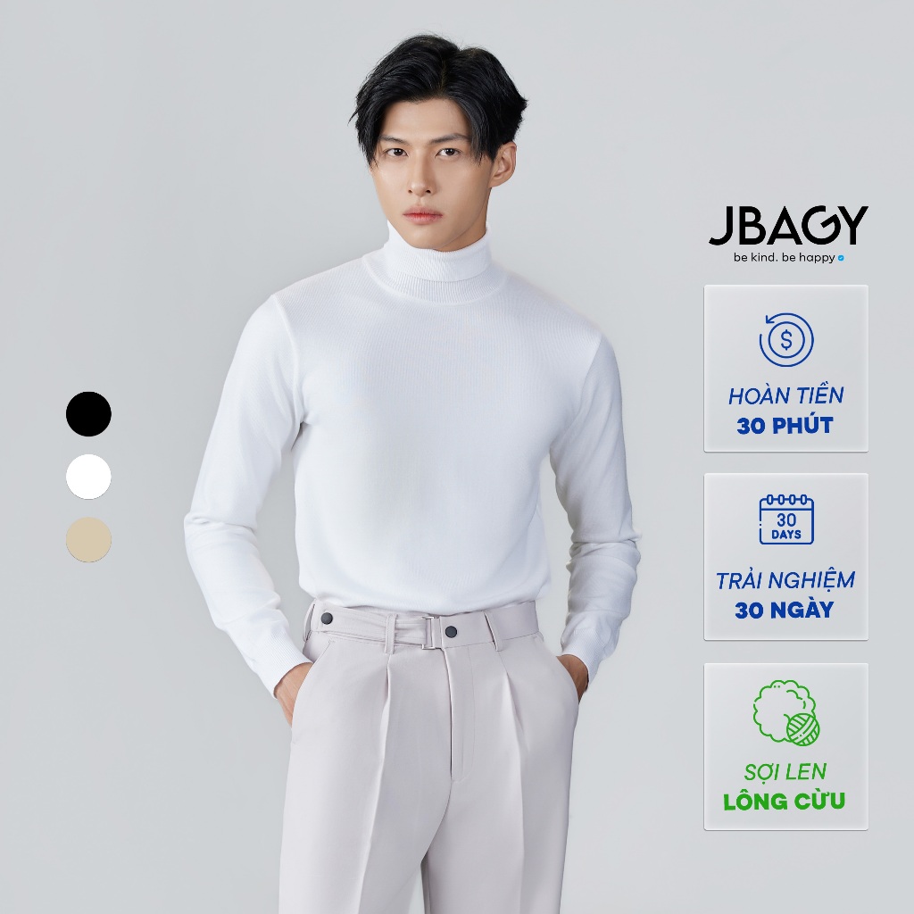 Áo len cổ lọ JBAGY 4 màu đơn giản dễ phối đồ, chất liệu vải len co giãn tốt, mềm mại