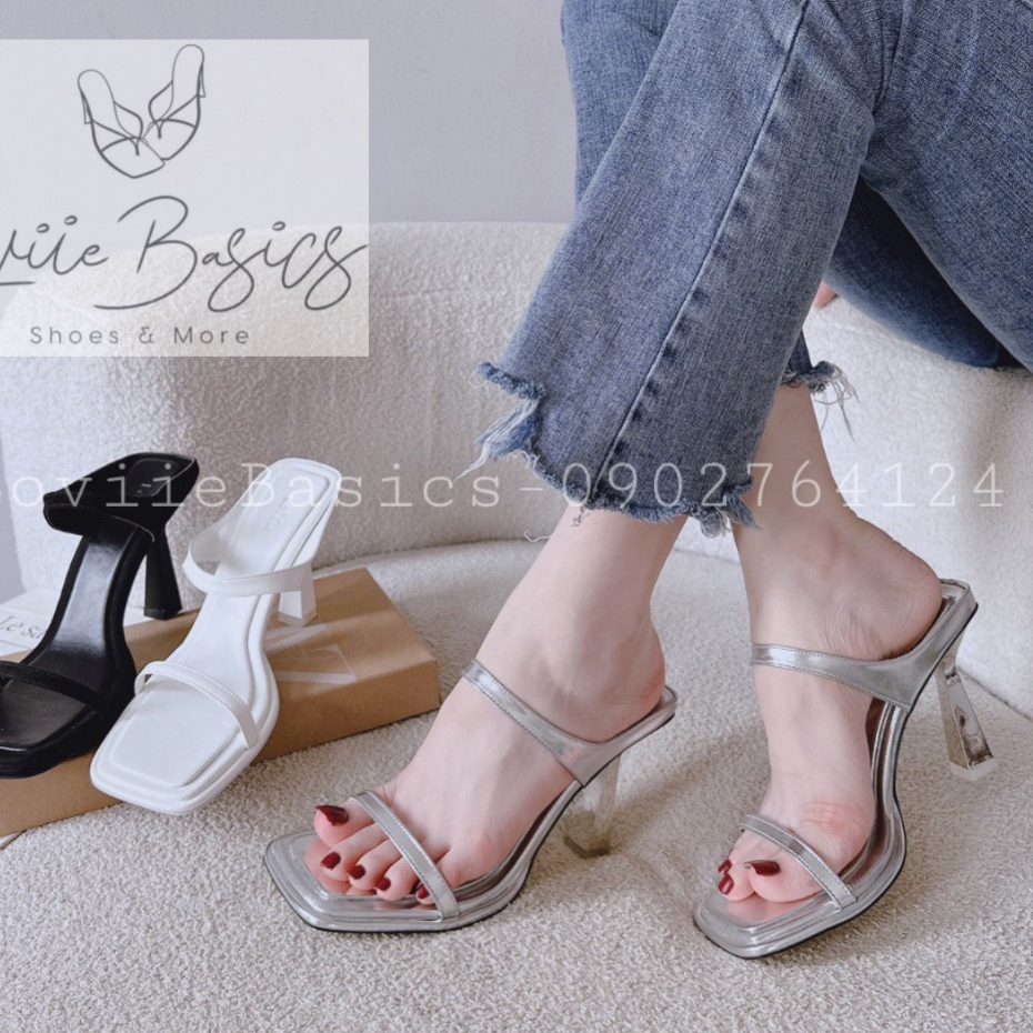 DÉP CAO GÓT LOVIIE BASICS - GUỐC NỮ MŨI VUÔNG PHONG CÁCH THỜI TRANG QUAI NGANG HIỆN ĐẠI D230762