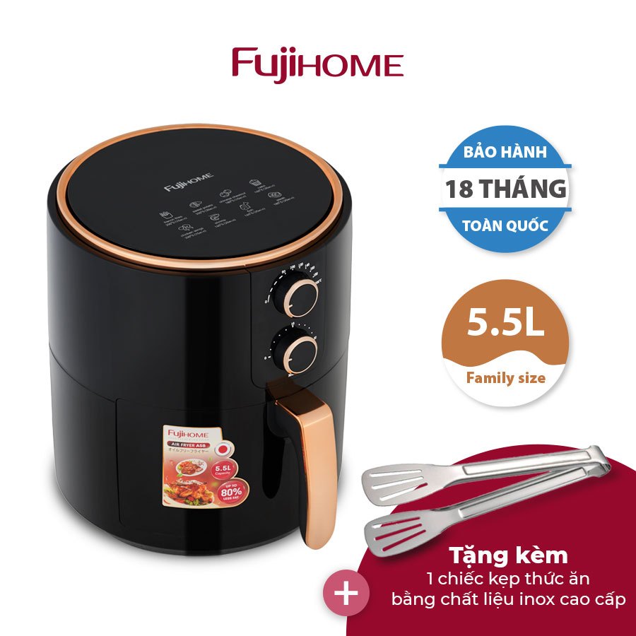 Nồi chiên không dầu 5.5L nhập khẩu FUJIHOME A5B dung tích 5.5 lít, nồi chiên giá rẻ, đa năng - Bảo hành 18 tháng