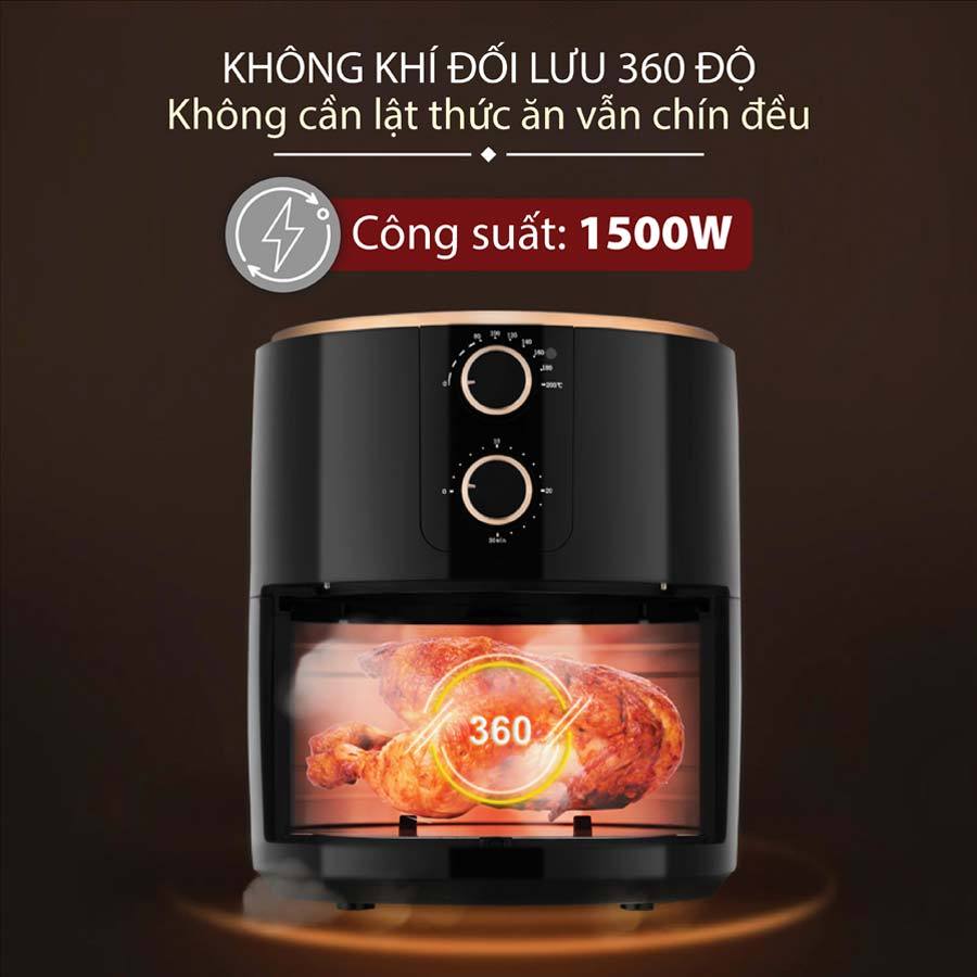 Nồi chiên không dầu 5.5L nhập khẩu FUJIHOME A5B dung tích 5.5 lít, nồi chiên giá rẻ, đa năng - Bảo hành 18 tháng
