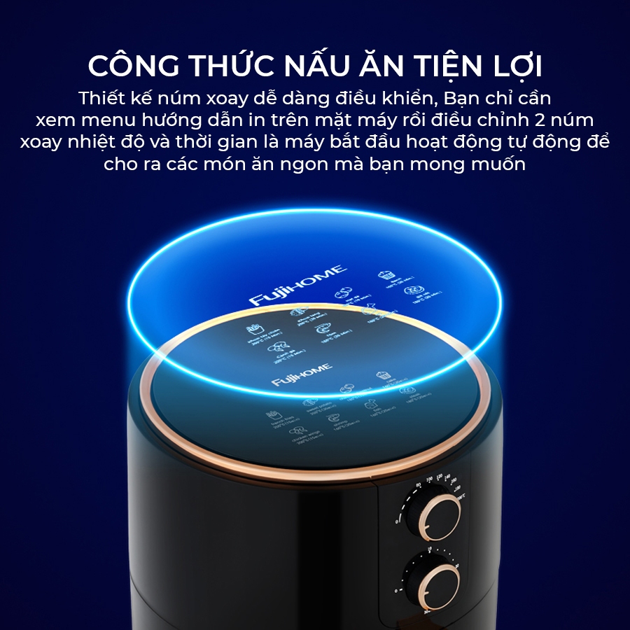Nồi chiên không dầu 5.5L nhập khẩu FUJIHOME A5B dung tích 5.5 lít, nồi chiên giá rẻ, đa năng - Bảo hành 18 tháng