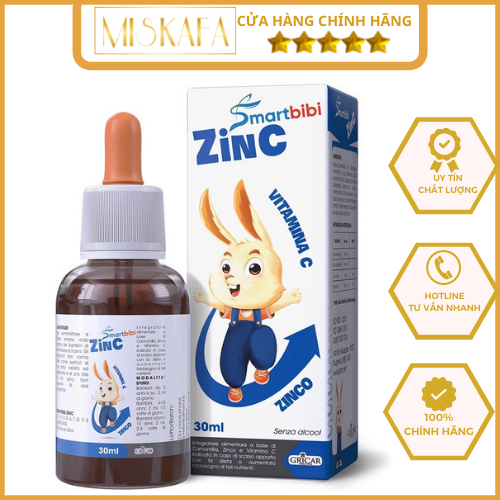 Smartbibi ZinC - Siro bổ sung Kẽm, vitamin C cho bé, Giúp tăng đề kháng, hỗ trợ bé biếng ăn, chậm lớn, tiêu hóa kém 30ml