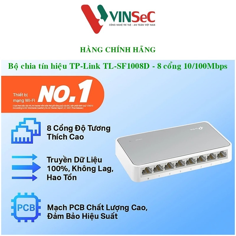 Switch ( bộ chia mạng ) TP-Link TL-SF1008D - 8 Port - Hàng Chính Hãng - Tem FPT / ANH NGỌC phân phối