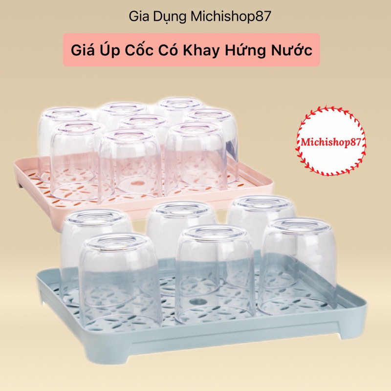 Khay úp cốc nhựa để bàn có giá úp tiện lợi, giá úp cốc có khay hứng nước khô ráo 5658