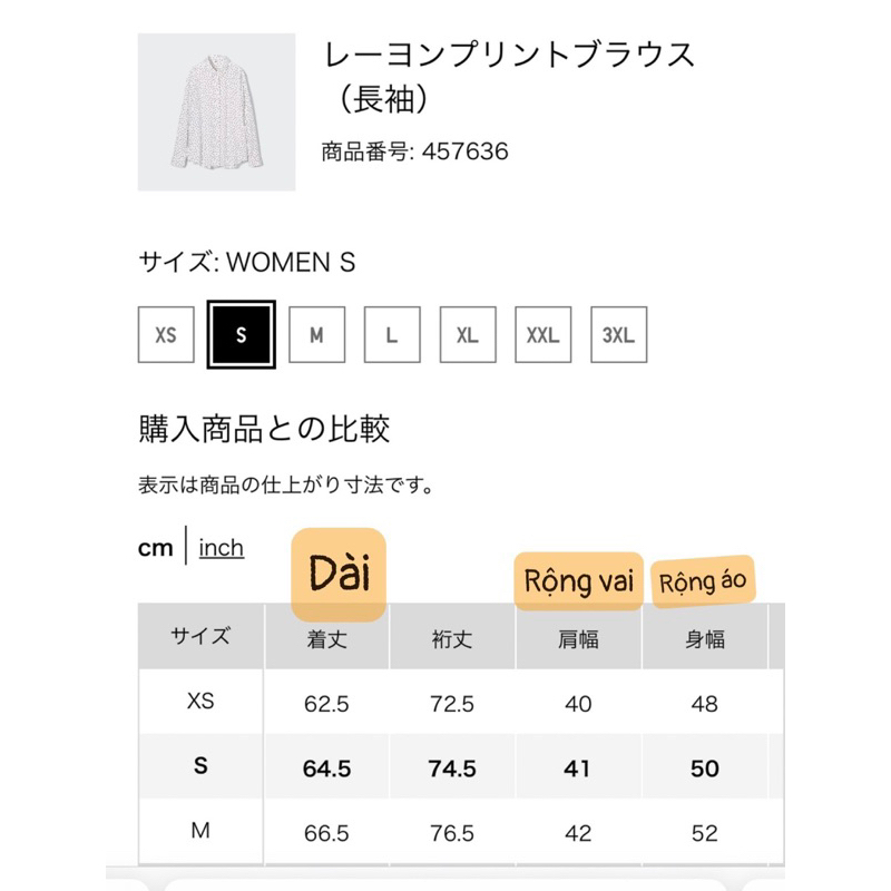 Áo sơ mi Rayon chấm bi Uni qlo