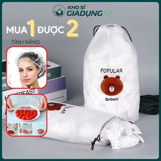 Túi 100 Mũ Nilon Bao Trùm Tóc Khi Tắm Hoặc Ủ Tóc Tiện Lợi