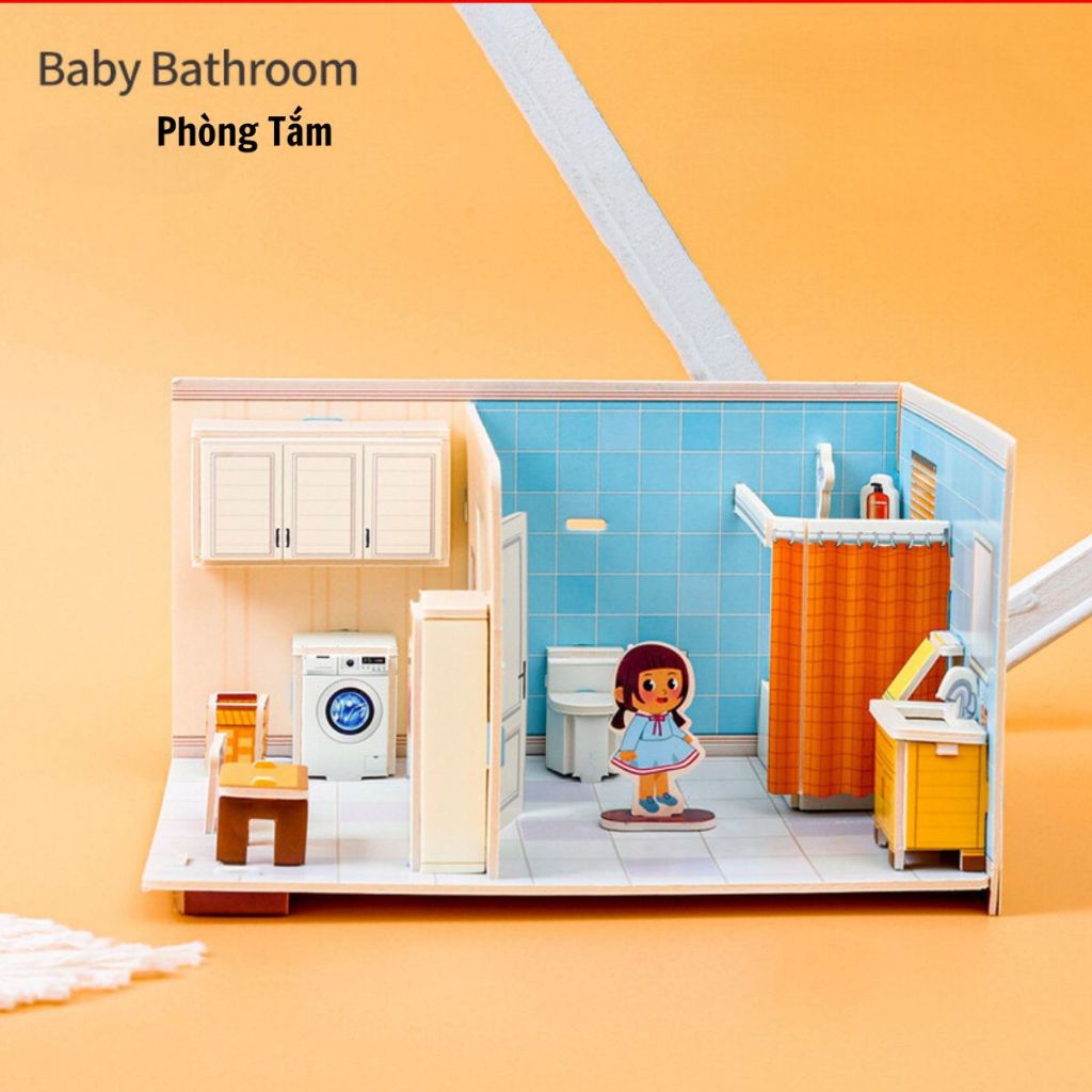 Bộ Đồ Chơi Xếp Hình Lắp Ráp 3D Thiết Kế FULL Nội Thất Ngôi Nhà Dễ Thương,SET Đầy Đủ 4 Phòng Cho Bé Sáng Tạo.