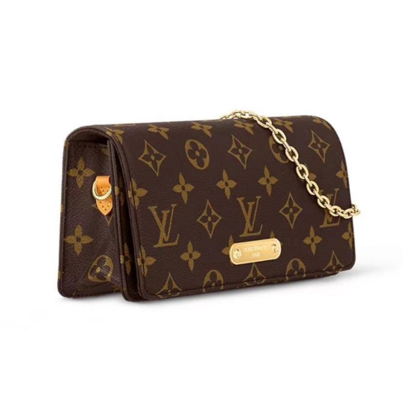 2023 new style/Louis Vuitton/WALLET ON CHAIN LILY/detachable chain/LV/Túi dây xích/Túi đeo vai/