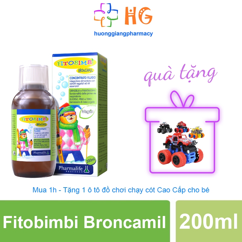 Fitobimbi Broncamil Siro ho cho bé Giúp tăng hệ miễn dịch Nâng cao sức khỏe mũi và họng cho bé Chai 200ml
