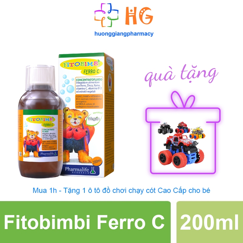 Fitobimbi Ferro C bổ sung Sắt Kẽm và các Vitamin Khoáng Chất Giúp tăng đề kháng tăng hệ miễn dịch cho bé Chai 200ml