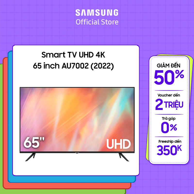 [Shopee voucher ELSAMCE15A giảm 15% CAP 3TR] Smart Tivi Samsung 4K UHD 65 Inch UA65AU7002KXXV - Miễn phí lắp đặt