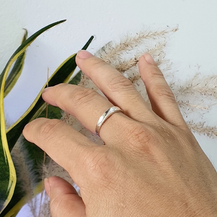 Nhẫn Nam Bạc Ta Kiểu Trơn Mài Xước Nam Tính Chính Hãng BẠC HIỂU MINH NA436X