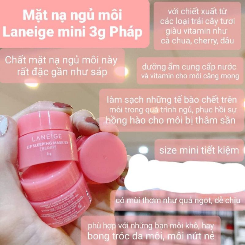 Mặt Nạ ủ Môi Laneig Lip Night Mask Dưỡng Ẩm, Dưỡng Môi Căng Bóng Mềm Mịn Hương Dâu
