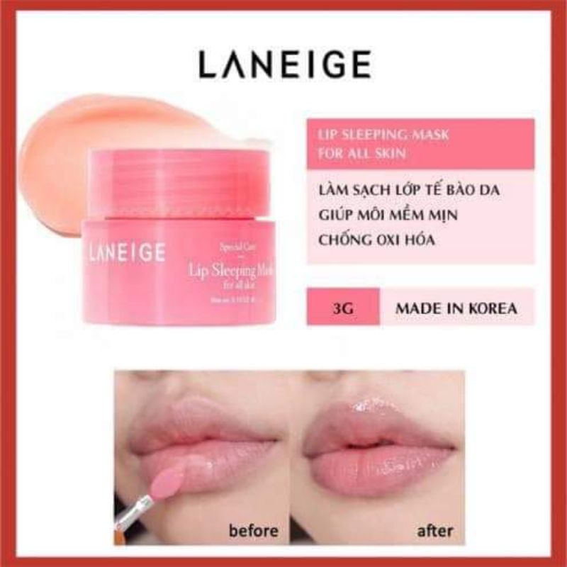 Mặt Nạ ủ Môi Laneig Lip Night Mask Dưỡng Ẩm, Dưỡng Môi Căng Bóng Mềm Mịn Hương Dâu