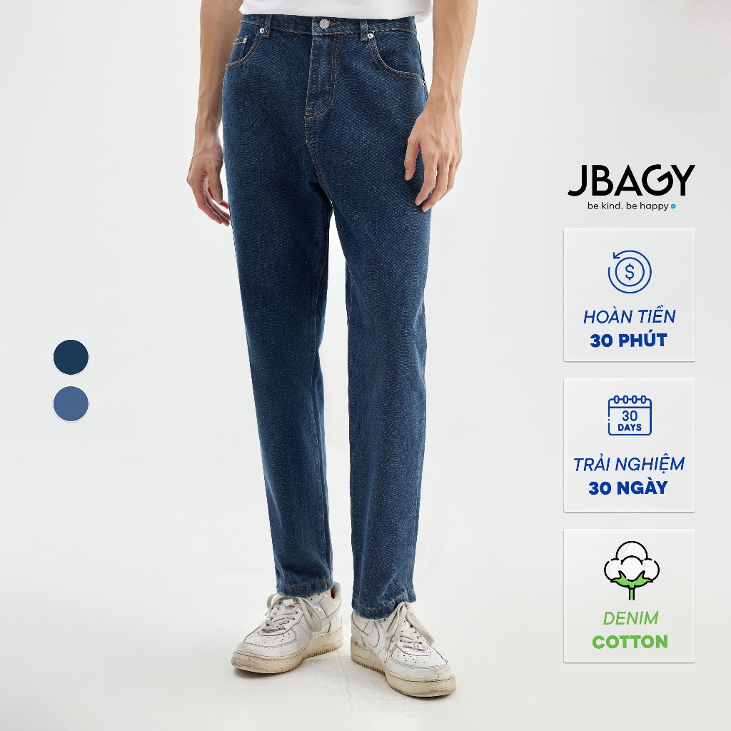 Quần jean nam dáng slimfit chất liệu cotton jean co giãn thoải mái màu xanh đậm xanh nhạt thương hiệu JBAGY - JJ0105
