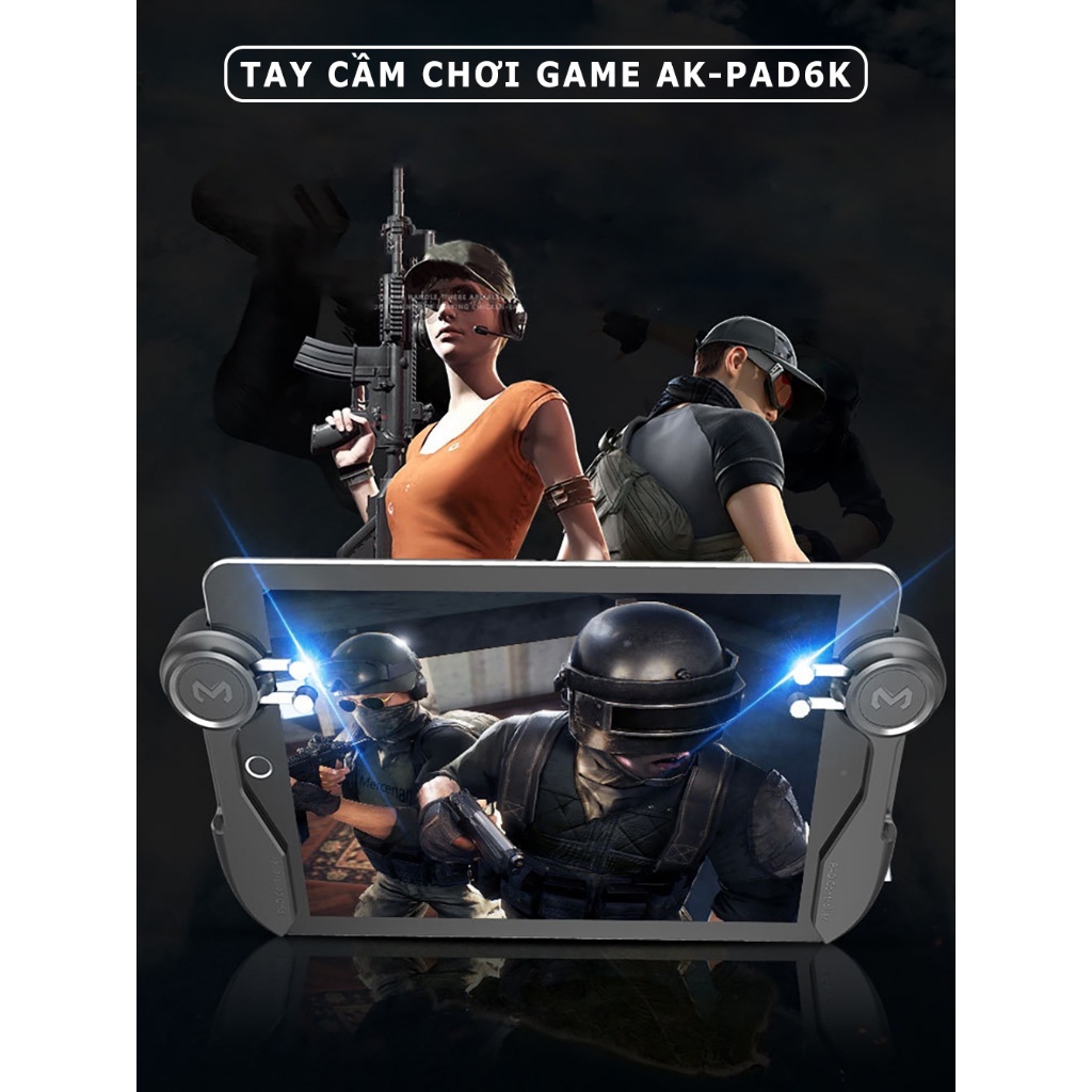 Tay cầm chơi game cho ipad MEMO AKPAD 6K gaming 4 nút bấm cơ chơi game 6 ngón PUBG FREEFIRE COD FF mobile mượt mà