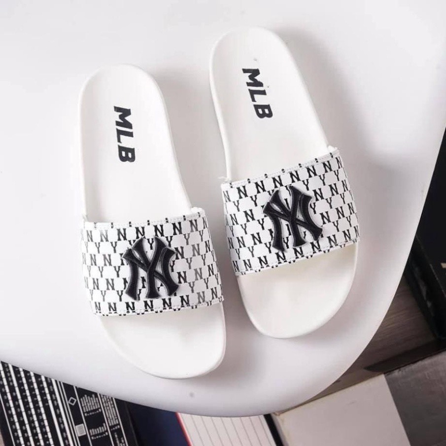 Dép MLB NY unisex cao cấp chữ thêu nổi sắc nét, dép quai ngang NY dáng thể thao ôm chân đủ size