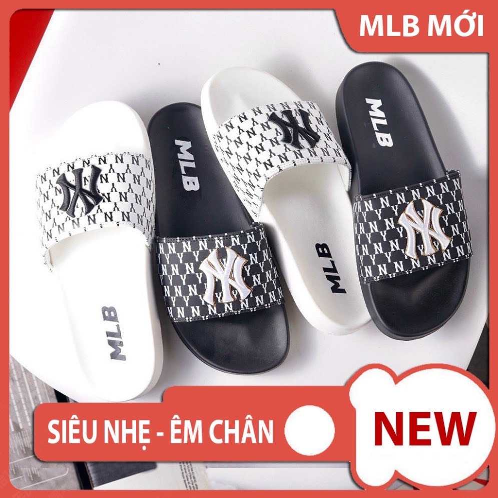 Dép MLB NY unisex cao cấp chữ thêu nổi sắc nét, dép quai ngang NY dáng thể thao ôm chân đủ size