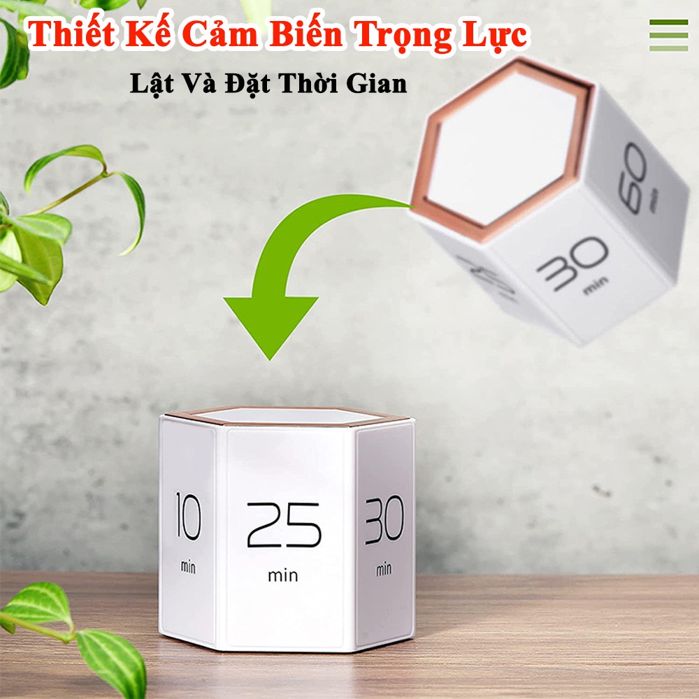 Đồng Hồ Pomodoro Hình Khối Lục Giác KUNBE Đếm Ngược Hẹn Giờ Nấu Ăn, Tập Thể Dục, Quản Lý Thời Gian Hiệu Quả