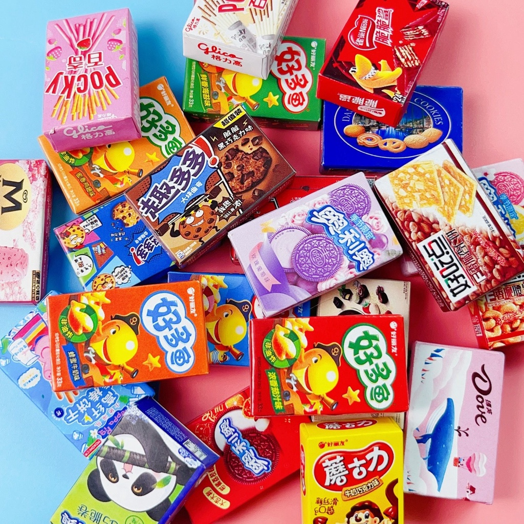 Mô hình hộp bánh vuông trang trí slime nhà búp bê đồ chơi trẻ em