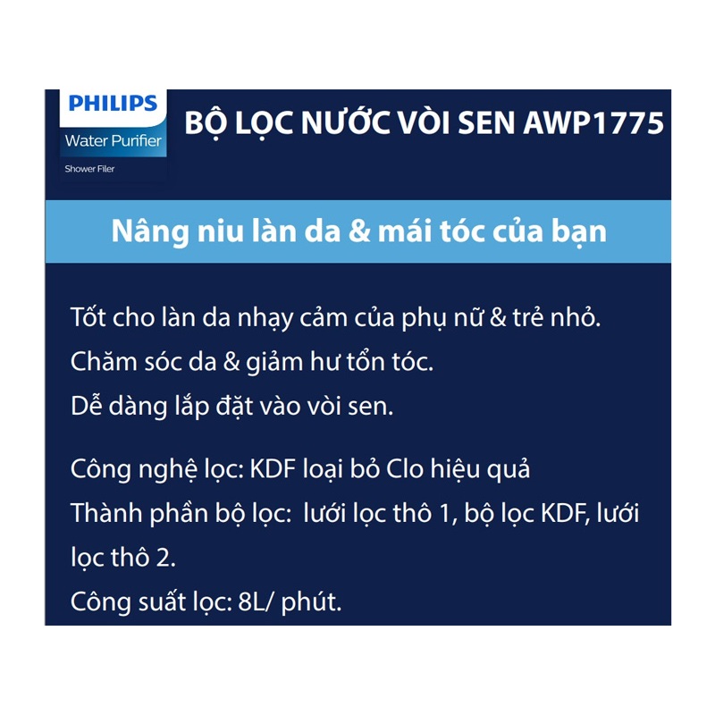 Bộ lọc nước vòi sen Philips AWP1775 - Hàng chính hãng - Bảo hành 24 tháng