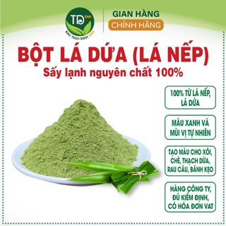Bột lá dứa nguyên chất 100%, tạo màu xanh và mùi thơm tự nhiên cho các món xôi lá nếp, ngũ sắc, mứt dừa, thạch