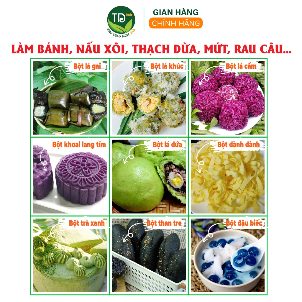 50 loại bột tạo màu thực phẩm từ rau củ quả 100% organic, dùng nấu xôi, chè, bánh, thạch, mứt, rau câu, hàng công ty
