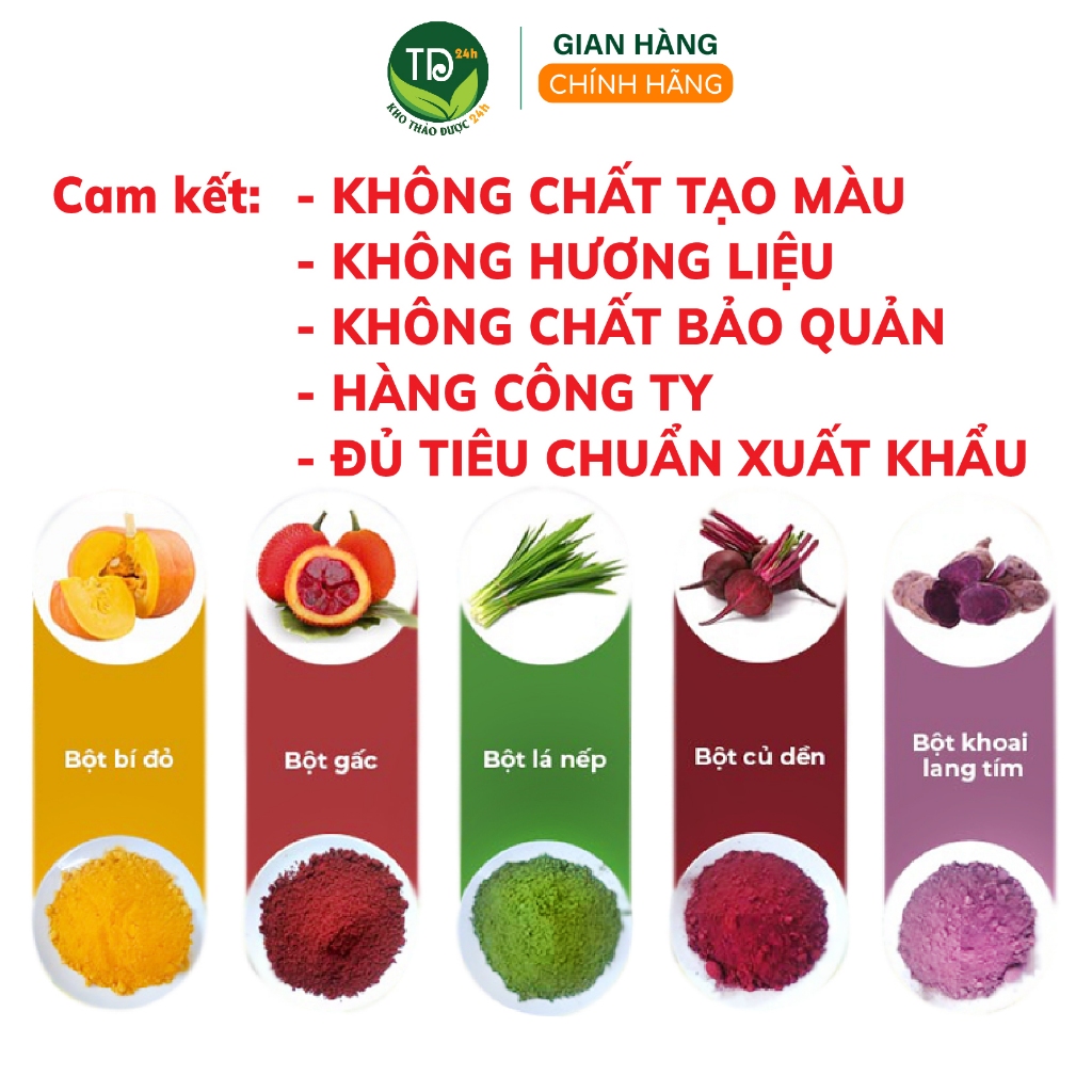 50 loại bột tạo màu thực phẩm từ rau củ quả 100% organic, dùng nấu xôi, chè, bánh, thạch, mứt, rau câu, hàng công ty