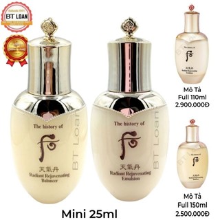Cặp Nước hoa hồng và sữa dưỡng tái sinh trẻ hóa làn da ,cải thiện mọi vấn đề về da whoo Radiant Rejuvenating 25ml