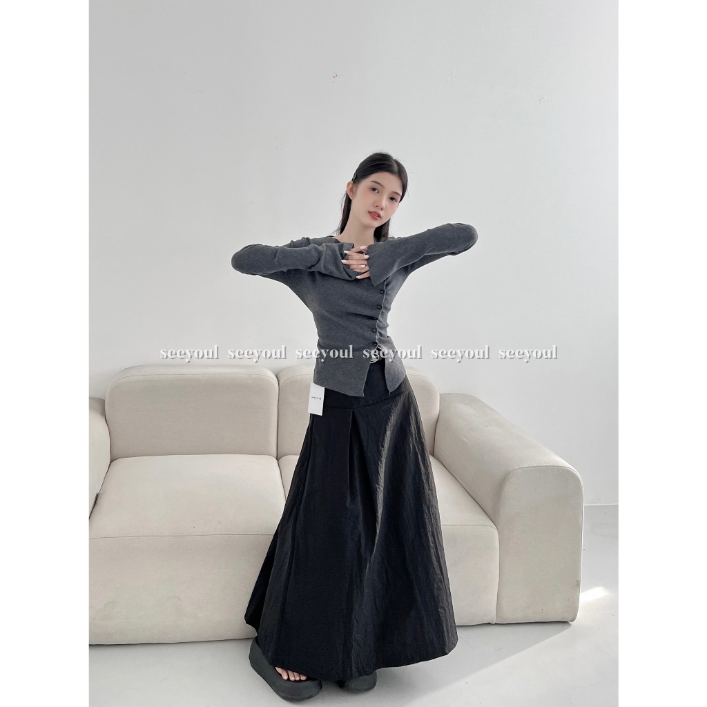 Áo len kiểu đính cúc chéo-4460