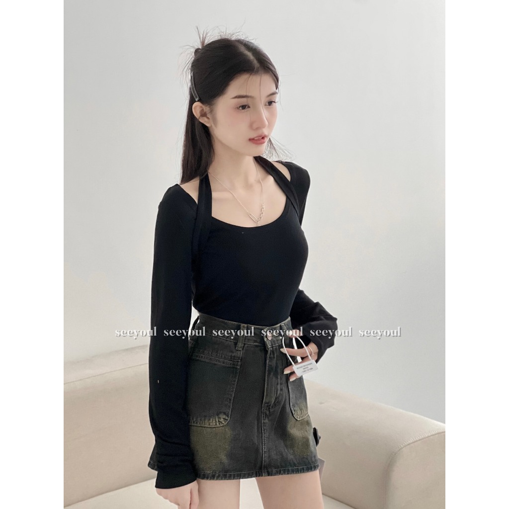 Chân váy jean ngắn QC-4466