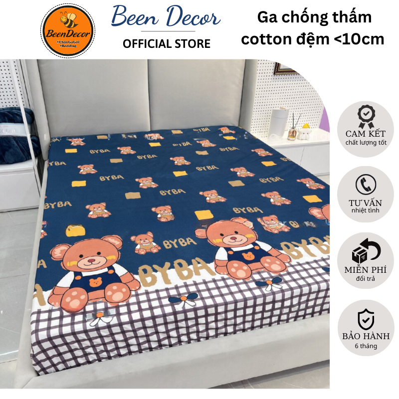 Ga chống thấm Cotton - Ga chống thấm dày dặn, thoáng mát - Kích thước M2/M6/M8/2M2