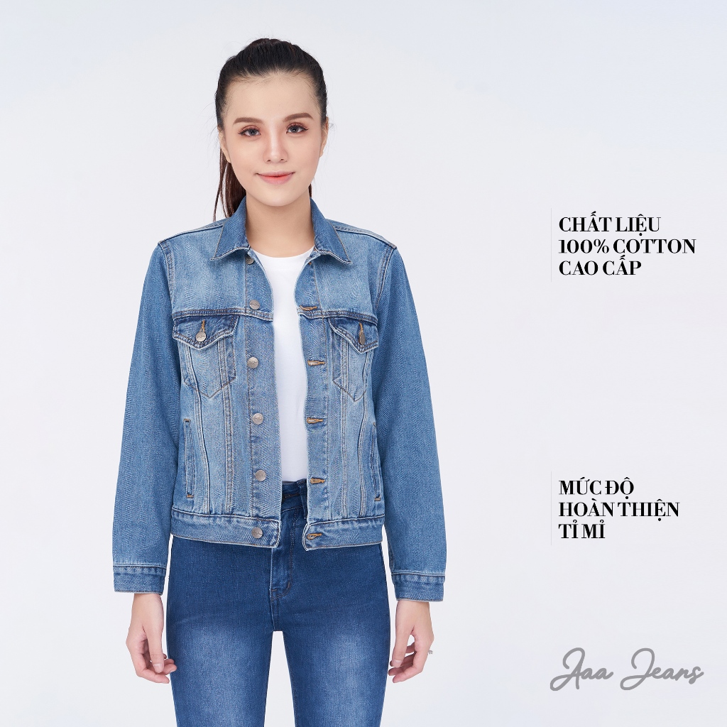 Áo Khoác Jean Nữ Cao Cấp Trơn Màu Xanh Aaa Jeans