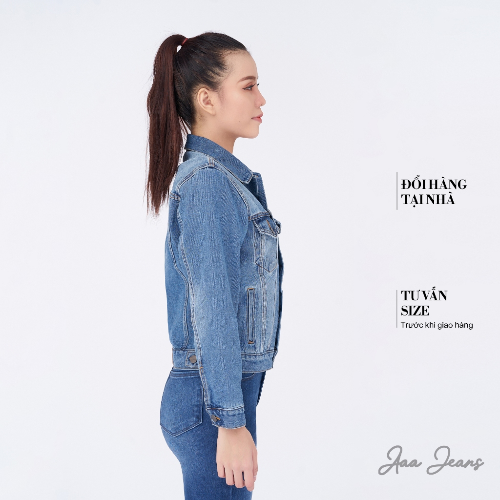 Áo Khoác Jean Nữ Cao Cấp Trơn Màu Xanh Aaa Jeans