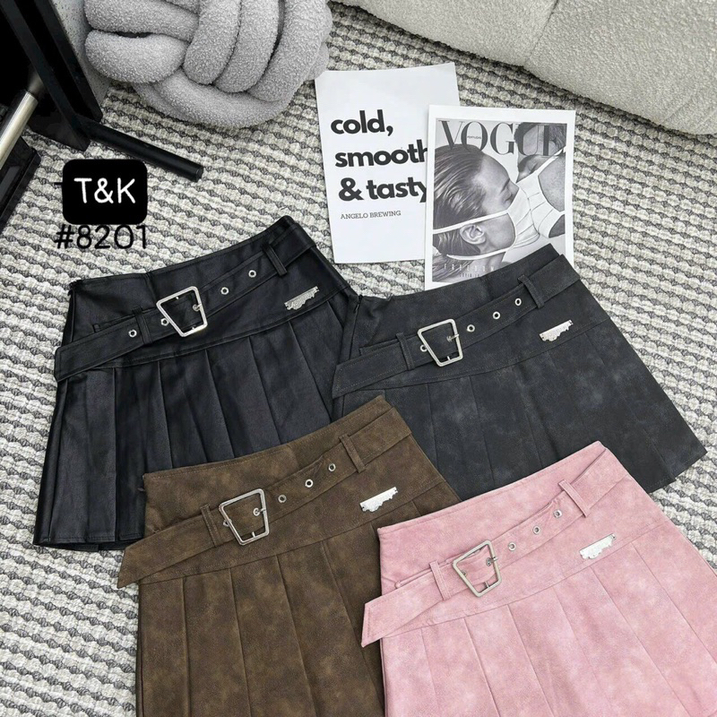 Chân váy da xếp ly kèm tag khoá sẵn quần bảo hộ