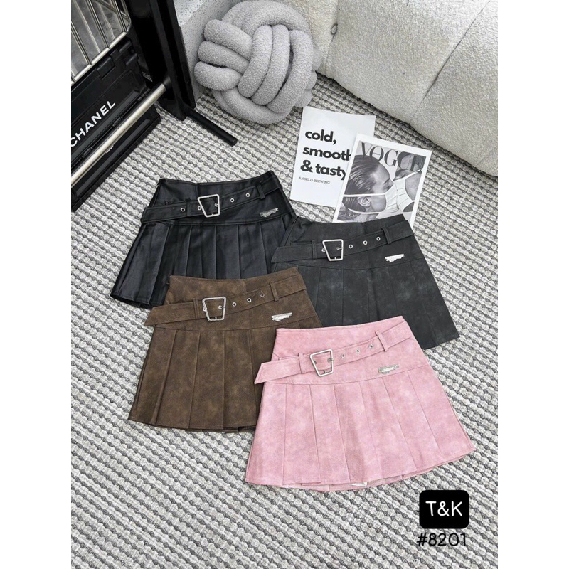 Chân váy da xếp ly kèm tag khoá sẵn quần bảo hộ