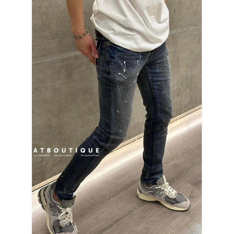 ⚜️Quần Jeans Purple neww 2023 𝐋𝐢𝐤𝐞𝐚𝐮𝐭𝐡 wash màu bẩn kèm vẩy sơn xịn xò