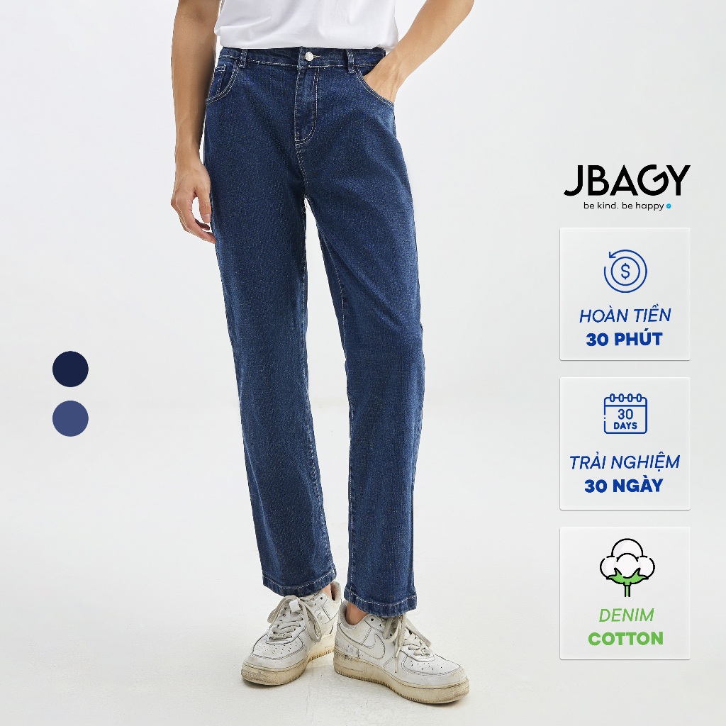 Quần jean sidetab baggy ống suông cách điệu điều chỉnh cạp vải cotton jean co giãn thoải mái thương hiệu JBAGY - JJ0106