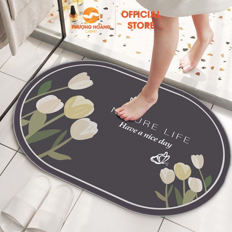 Thảm lau chân Ovan thảm chùi chân bali Hình Thú đế cao su chống trơn trượt - 40cm x 60cm