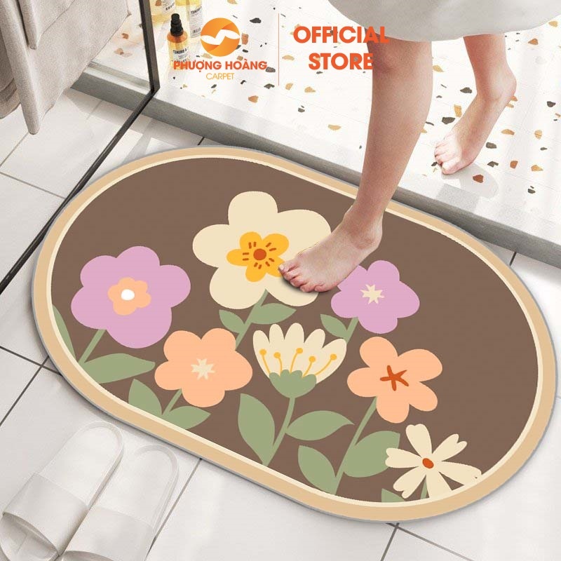 Thảm lau chân Ovan thảm chùi chân bali Hình Thú đế cao su chống trơn trượt - 40cm x 60cm