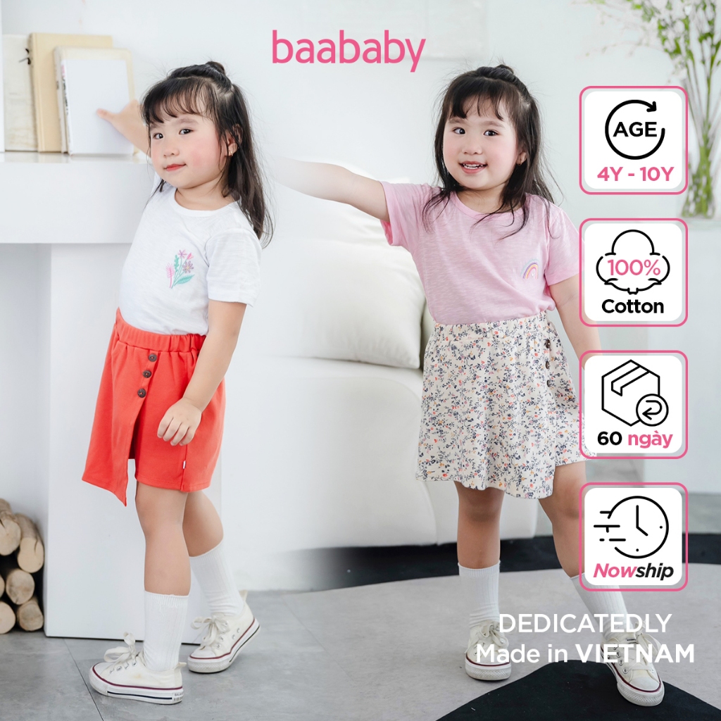 Quần short giả váy cho bé, quần váy bé gái, váy quần bé gái từ 4 tuổi - 10 tuổi Baa Baby - B-GK-CV21N-01