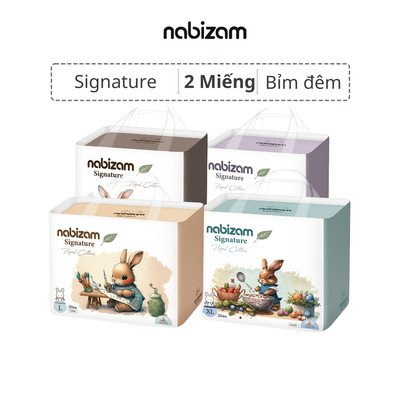 Set 2 Miếng Bỉm Đêm NABIZAM Signature Nội Địa Hàn, Mềm Mại, Siêu Thấm Hút Size L30/XL26/2XL22/3XL20 Cho Bé 8-25kg