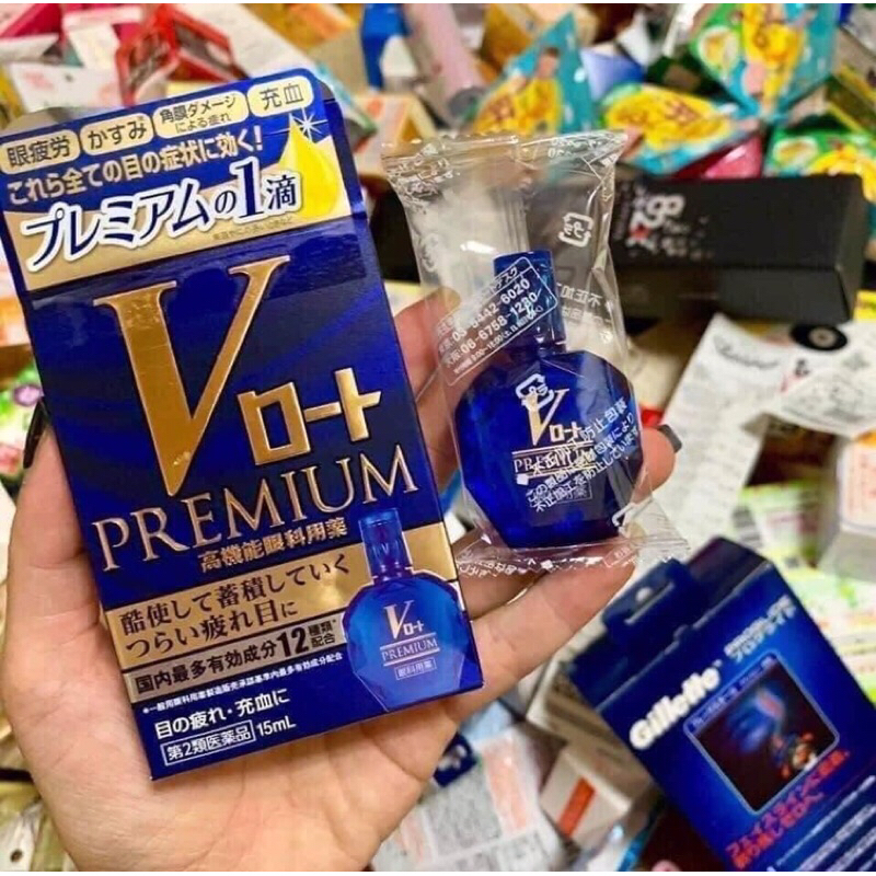 Nước nhỏ mắt cao cấp Rohto V premium của Nhật Bản  màu xanh dương